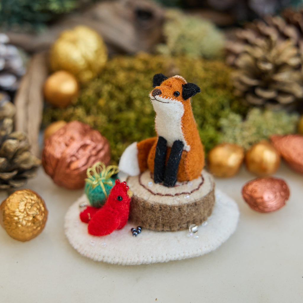 Woodland Fox with Friend Ornament