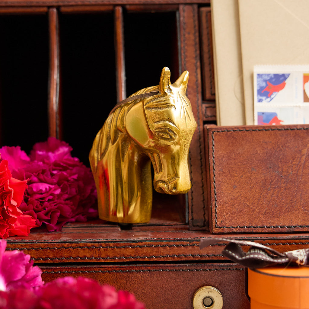 Horse Head Ornament - Antique Brass