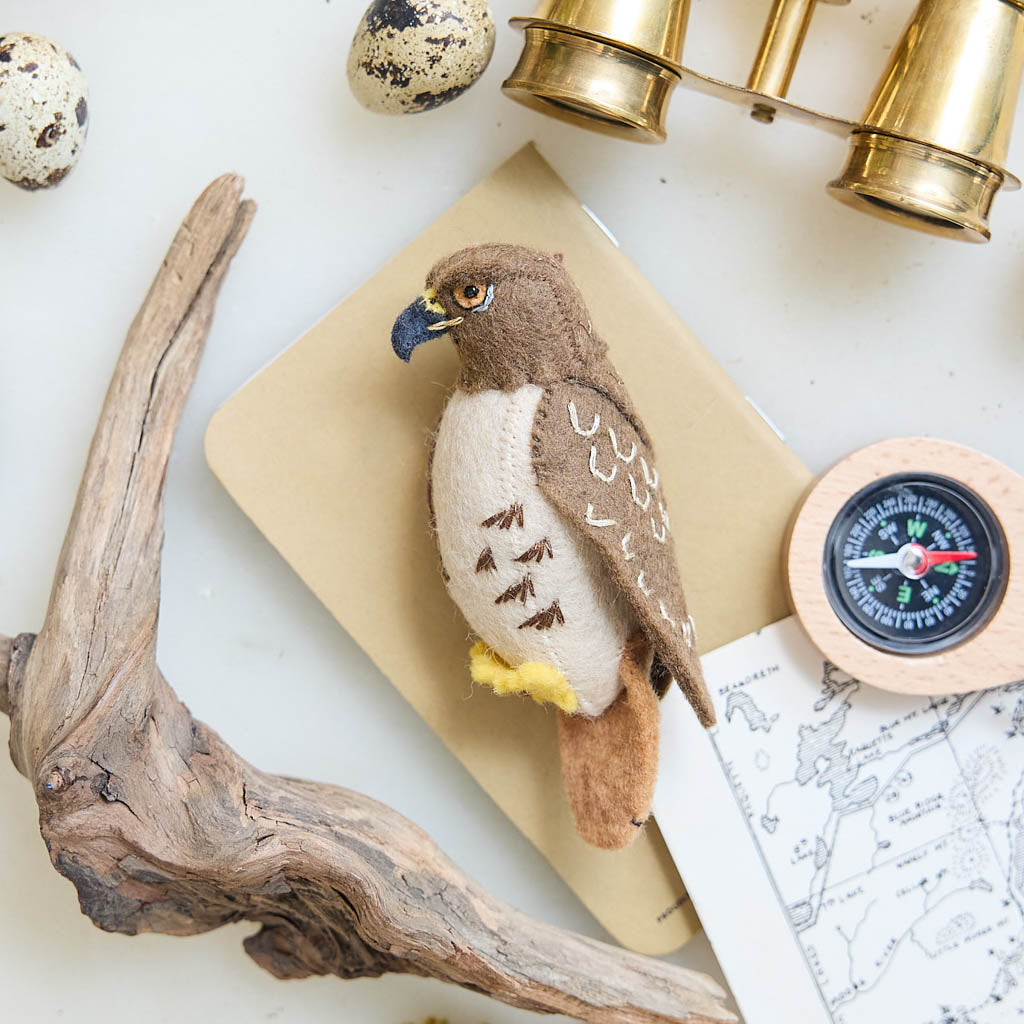Celebrate the beauty of North American wildlife with this handmade red-tailed hawk ornament, a nature-inspired decoration perfect for bird lovers and rustic holiday decor.