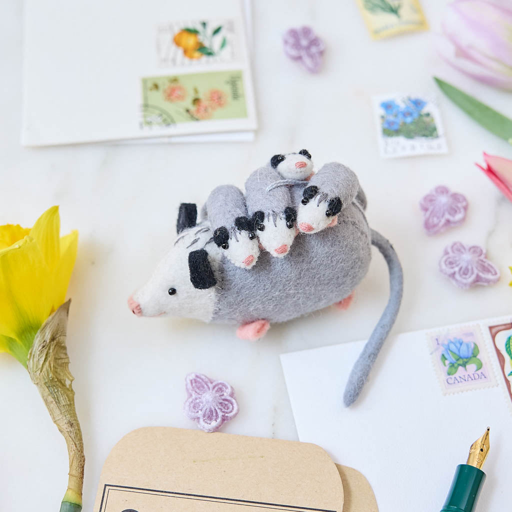 Opossum with Babies Ornament