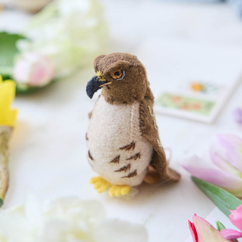 Celebrate the beauty of North American wildlife with this handmade red-tailed hawk ornament, a nature-inspired decoration perfect for bird lovers and rustic holiday decor.