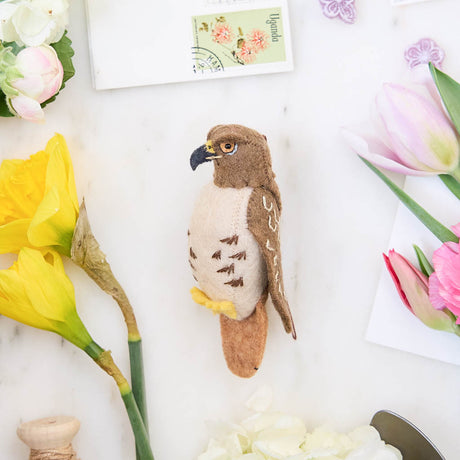 Celebrate the beauty of North American wildlife with this handmade red-tailed hawk ornament, a nature-inspired decoration perfect for bird lovers and rustic holiday decor.