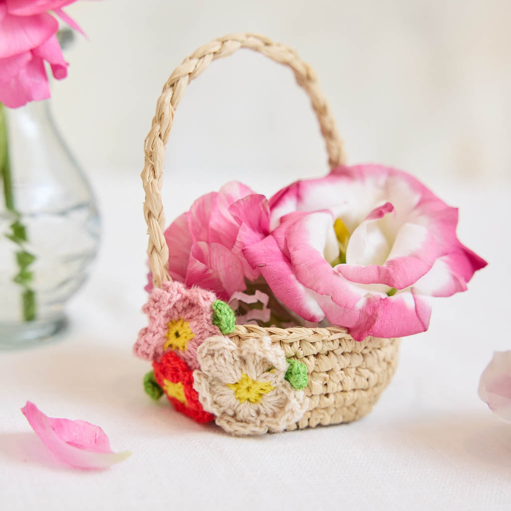 Mini Basket with Multicolored Flowers