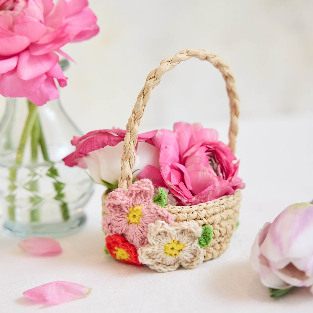 Mini Basket with Multicolored Flowers