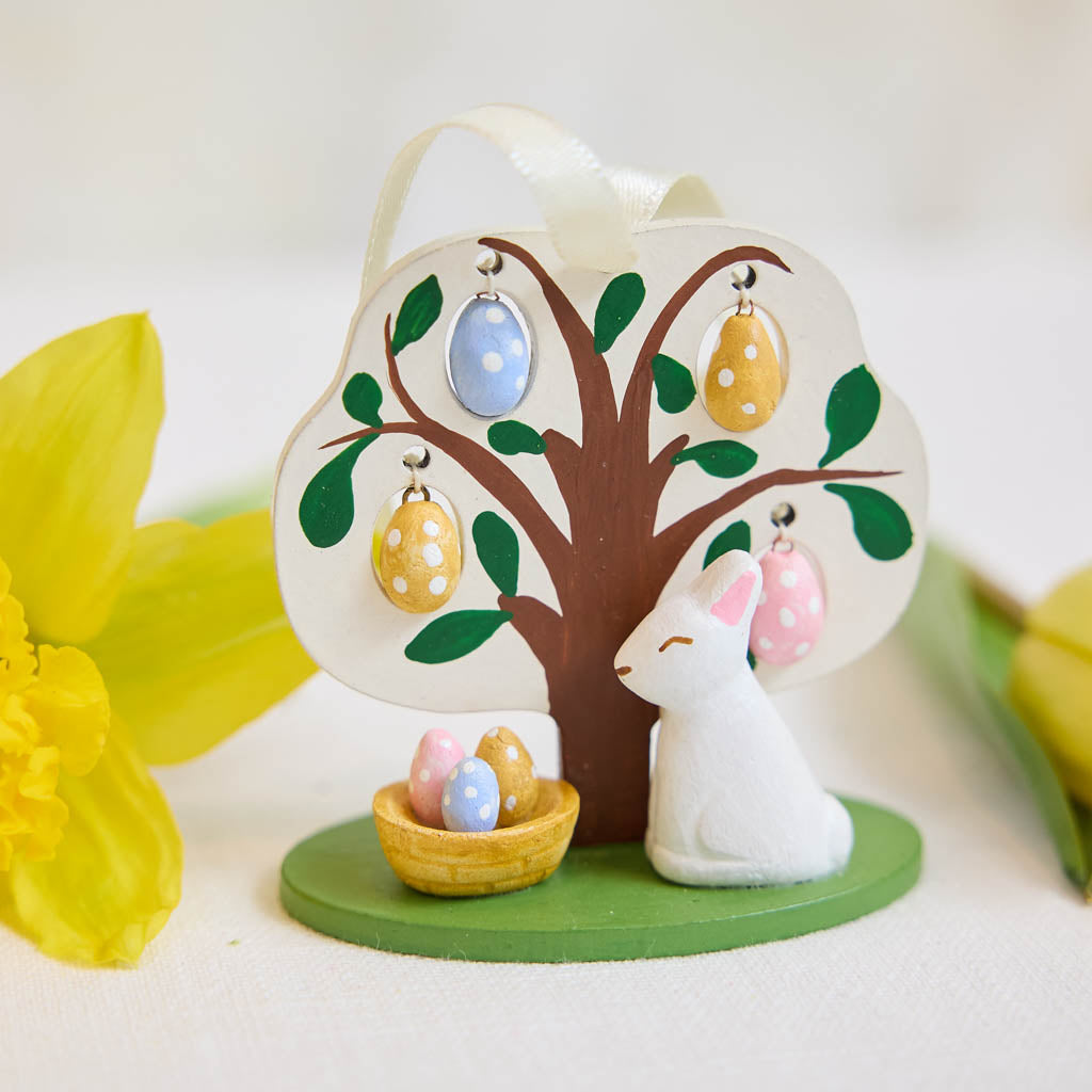 Easter Tree with Bunny Wood Ornament