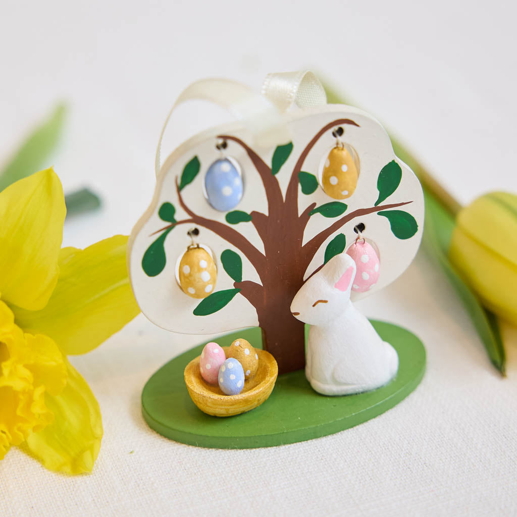 Easter Tree with Bunny Wood Ornament