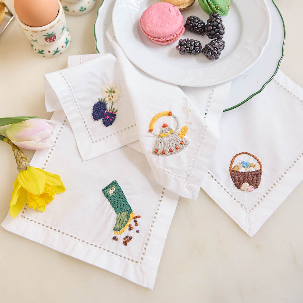 Spring Celebration Cocktail Napkins - Hand-Embroidered Table Décor ...