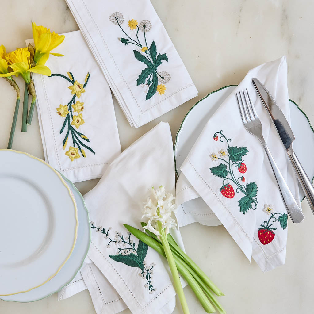 Spring Floral Cotton Napkins - Set of 4