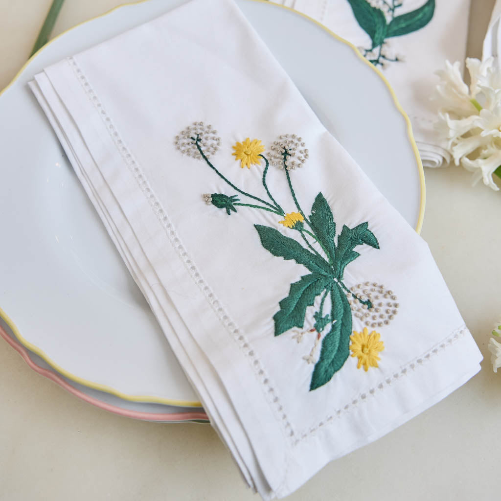 Spring Floral Cotton Napkins - Set of 4