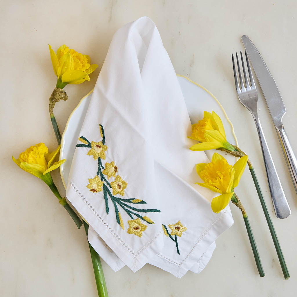 Spring Floral Cotton Napkins - Set of 4