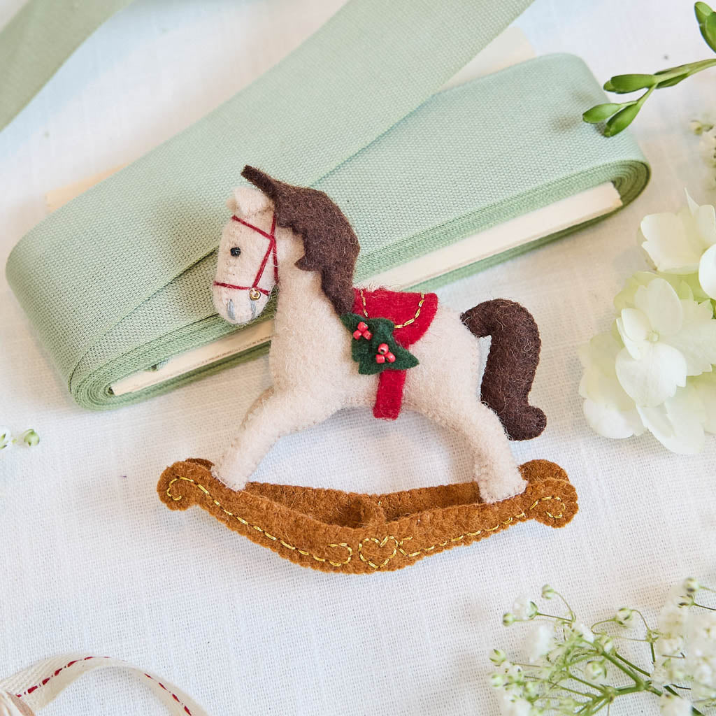Felt Rocking Horse Felt Rocking Horse Ornament – Baby’s First Christmas – Craftspring
