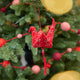 Red & Gold Origami Crane Ornament