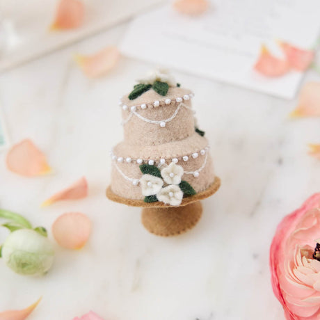 handmade wedding cake ornament—perfect for bridal showers, weddings, anniversaries, and romantic holiday décor.