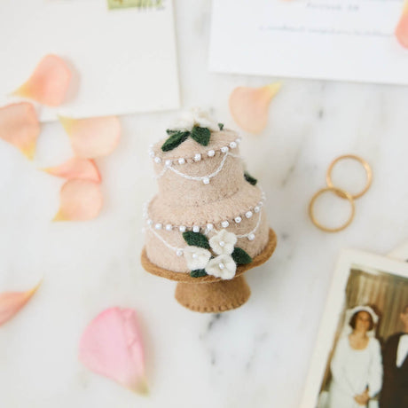 handmade wedding cake ornament—perfect for bridal showers, weddings, anniversaries, and romantic holiday décor.