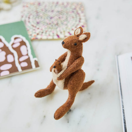 Celebrate the beauty of unconditional love with our Kangaroo with Joey Ornament—a tender tribute to care, protection, and the deep bond between parent and child. Featuring a gentle kangaroo holding its tiny joey close, this heartfelt design captures the warmth and safety of being held near.