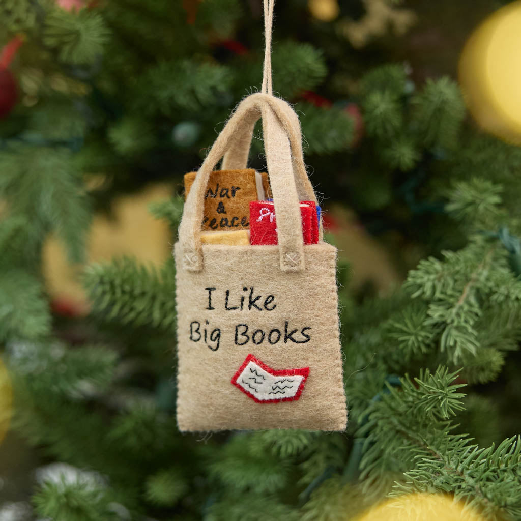 I Like Big Books Tote Ornament