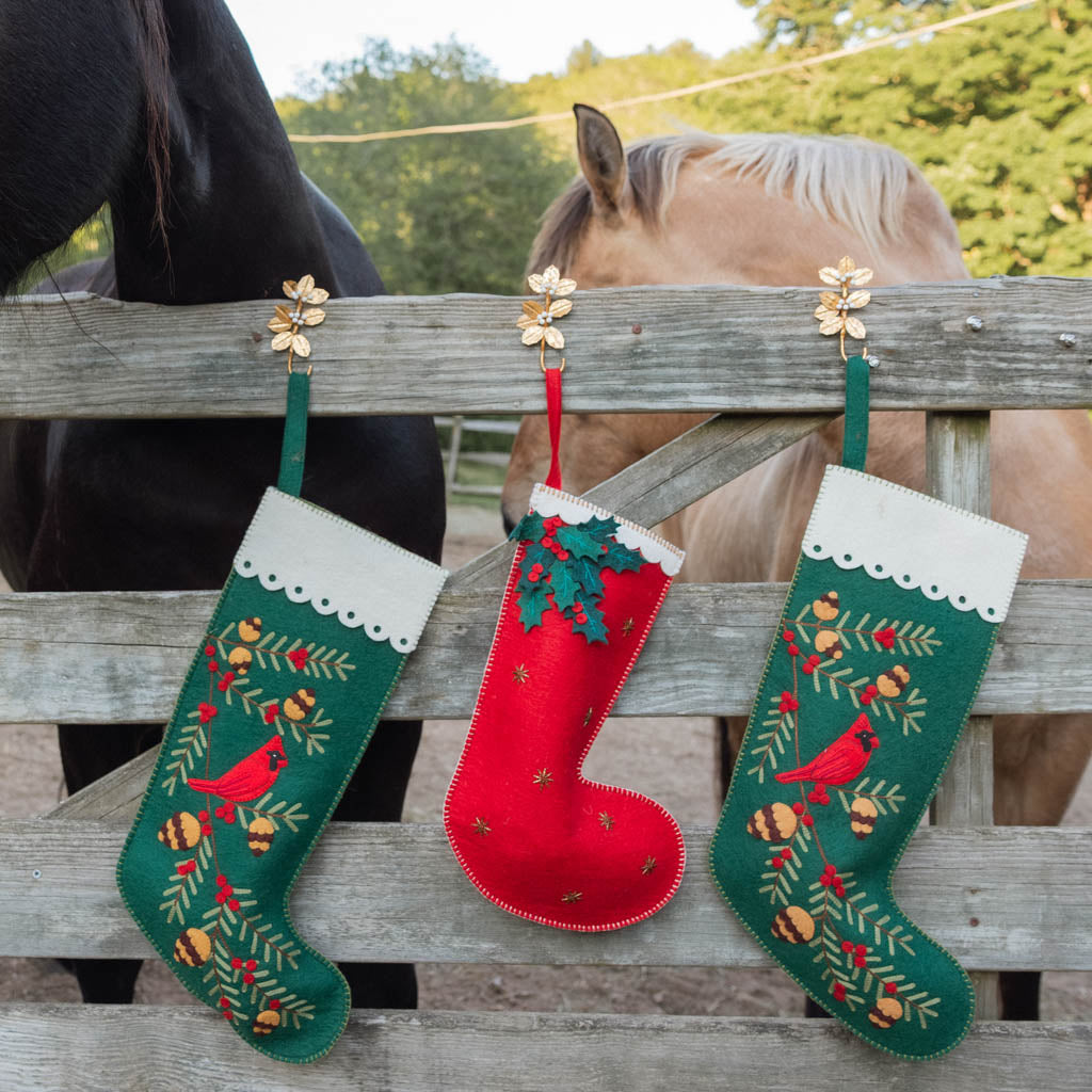 Red Festive Holly Stocking