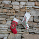 Red Candle Wreath Linen Stocking