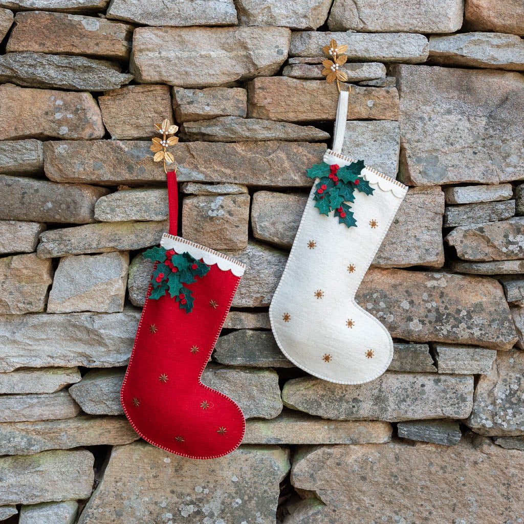 Red Festive Holly Stocking