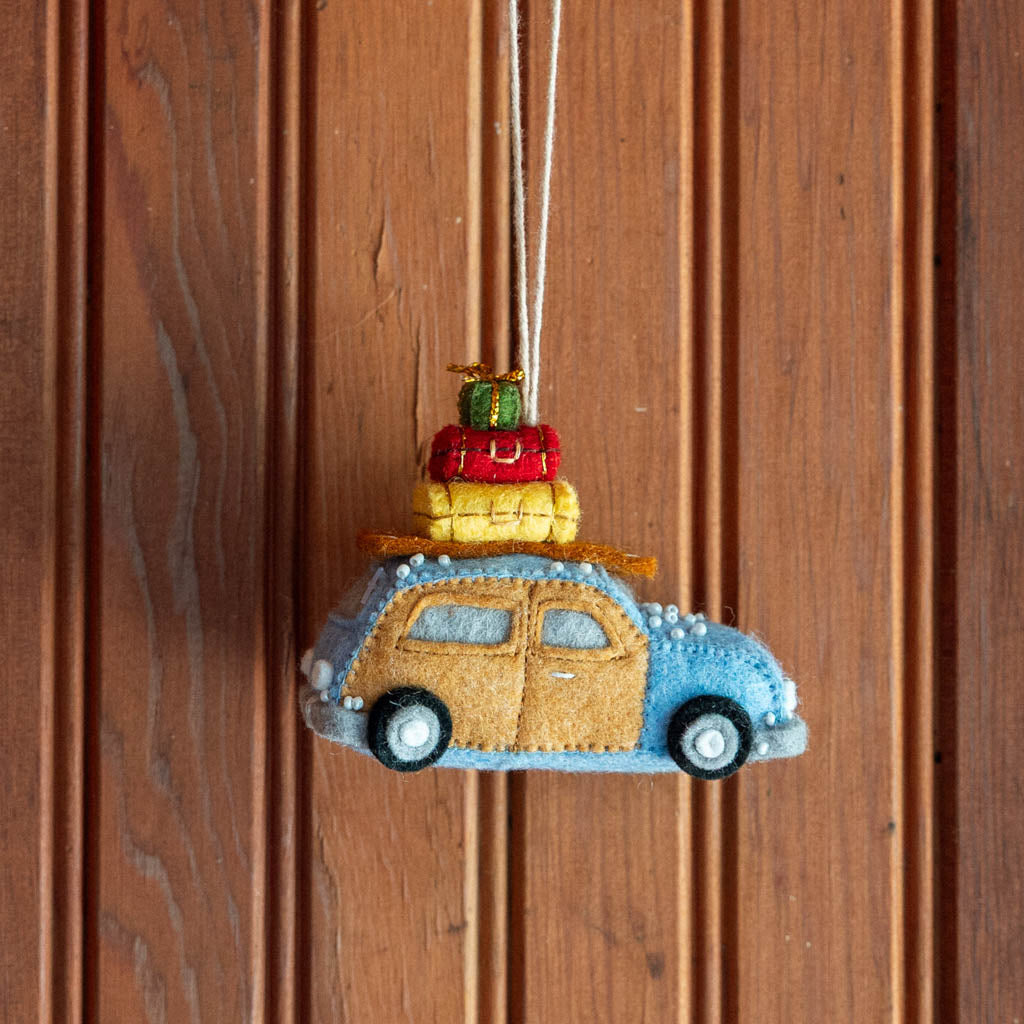 Station Wagon with Luggage Ornament