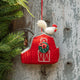 Red Barn with Rooster Ornament