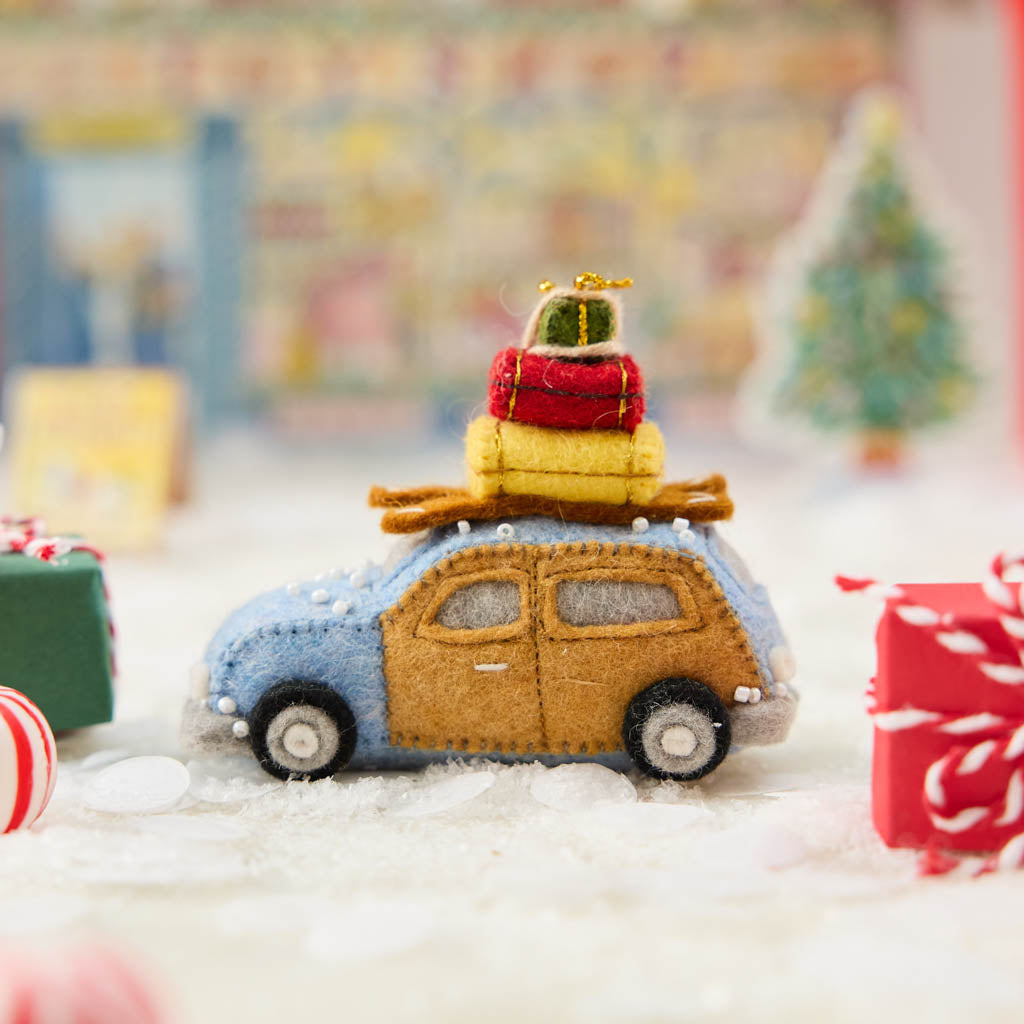 Station Wagon with Luggage Ornament