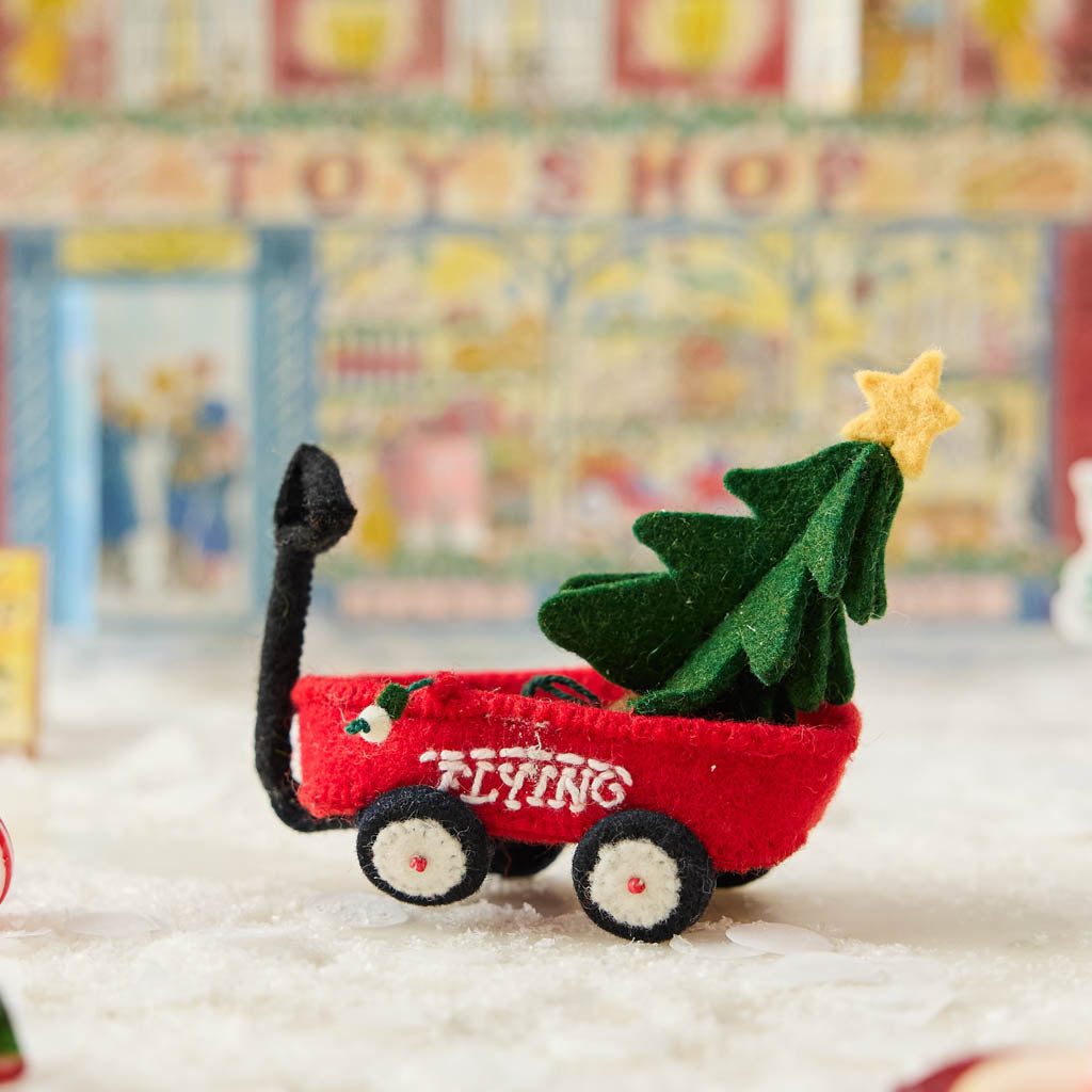 Little Red Wagon with Tree Ornament