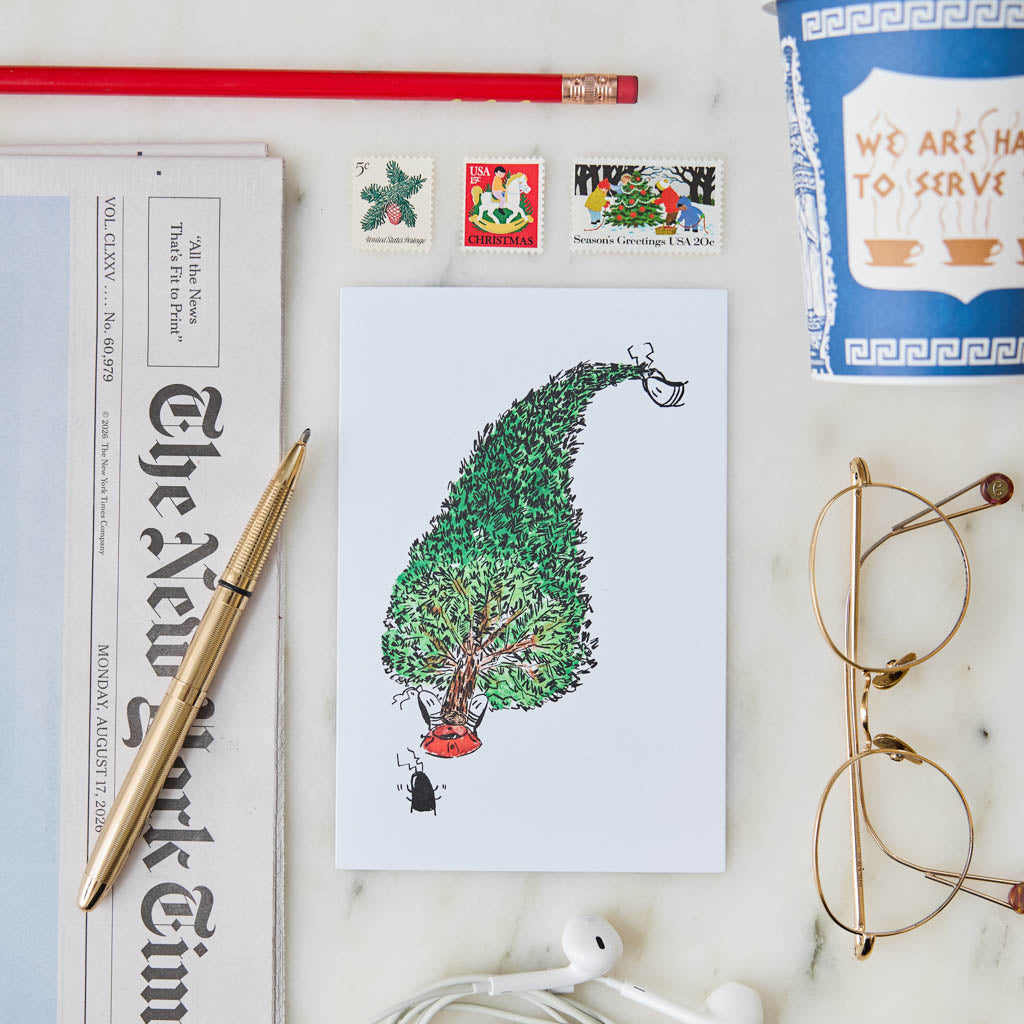 A Little City Mischief, Straight to Your Mailbox! A whimsical illustrated Christmas postcard featuring JG Debray's playful cockroach artwork, created in collaboration with Roaches of NYC and Craftspring.