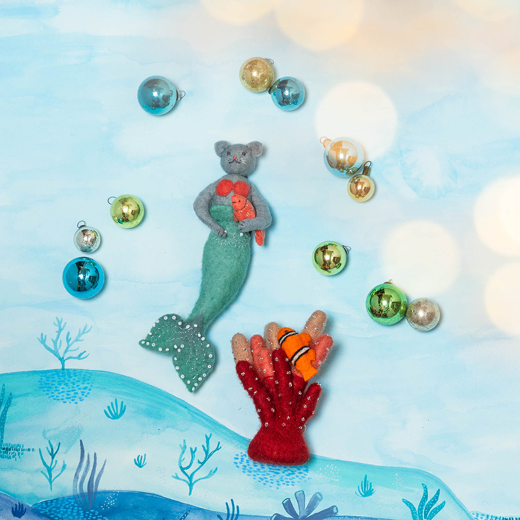 Mercat Mermaid with Fish Ornament