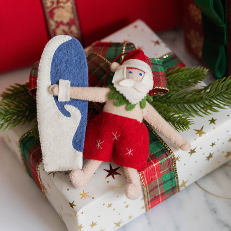 Surf's up Santa Ornament