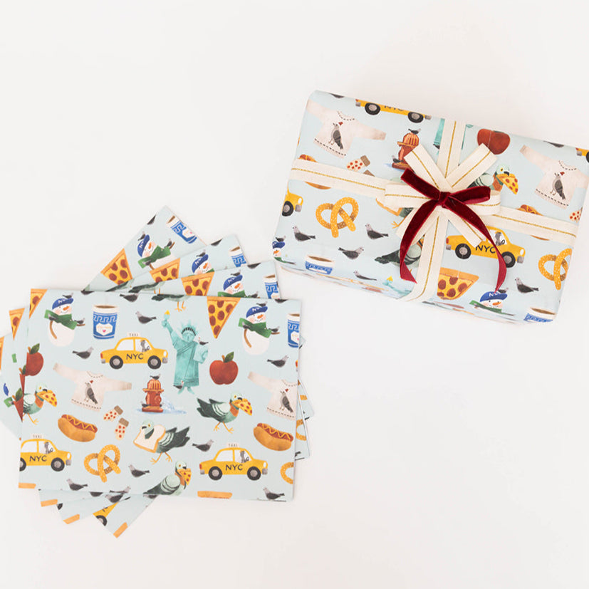 NYC Pigeons Wrapping Paper Sheets Set of 4