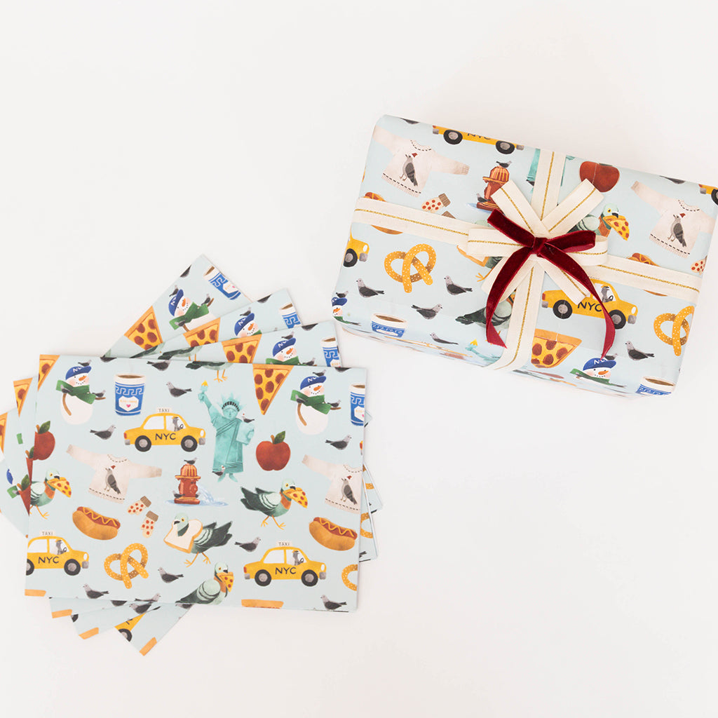 NYC Pigeons Wrapping Paper Sheets - Set of 4