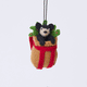 Handmade felt Adirondack Basket with Black Bear Cub ornament from Craftspring rotating to show front, side, and back views—featuring a rustic basket with holly and a sweet black bear cub peeking out, ethically crafted by artisans using sustainable wool.