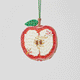 Beaded apple ornament with red, gold, and amber beadwork, featuring green leaf and linen backing. Perfect teacher gift, Rosh Hashanah décor, or fall ornament.

