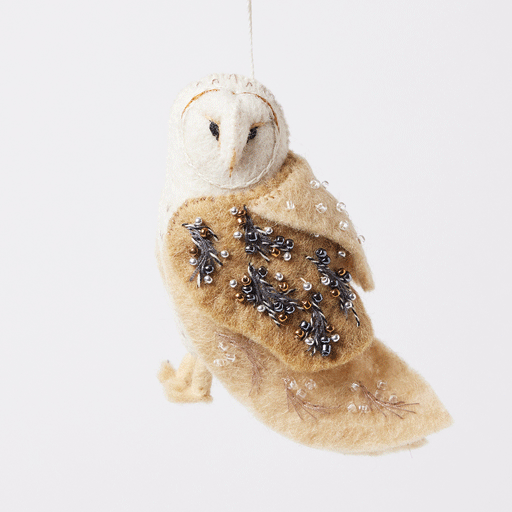 Beaded Barn Owl Ornament