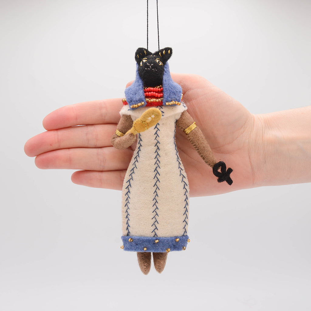 Bastet Felt Ornament – Egyptian Goddess Holiday Decor – Craftspring