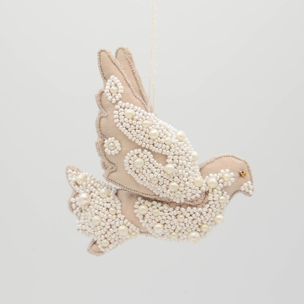 Satin Dove Beaded Ornament