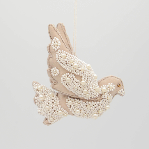 Satin Dove Beaded Ornament