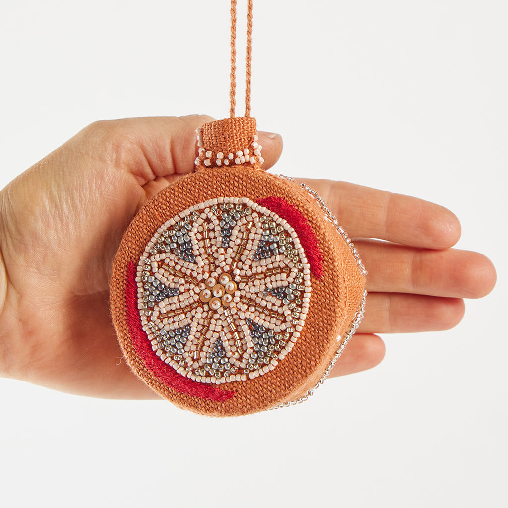 Beaded Vintage Bauble Ornament Foxy