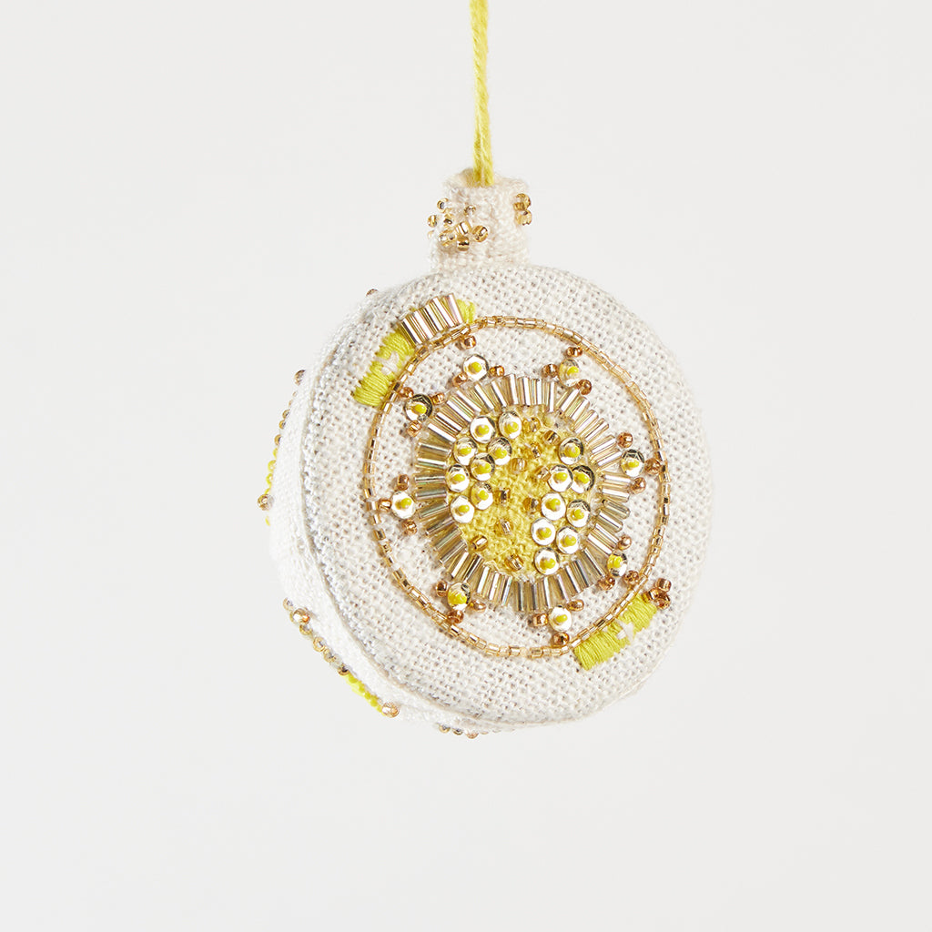 Beaded Vintage Bauble Ornament Gold