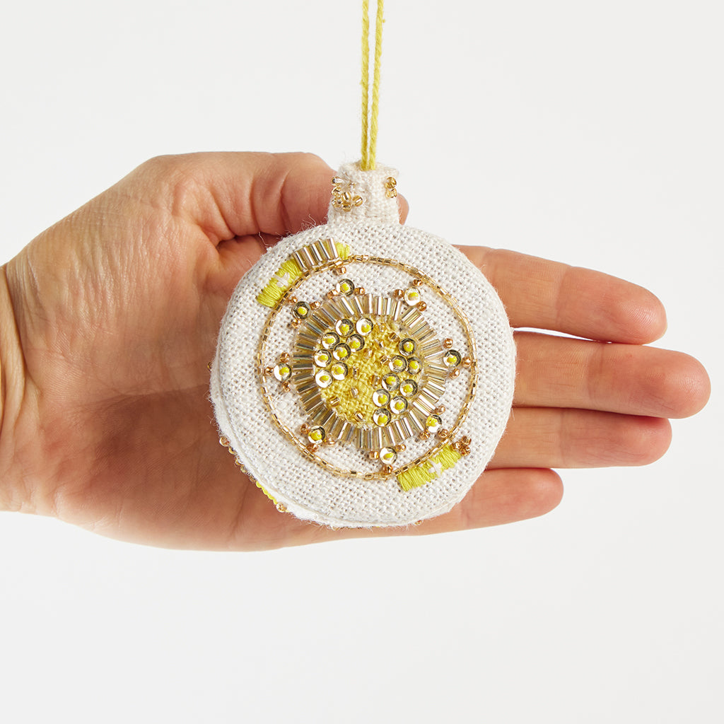 Beaded Vintage Bauble Ornament Gold