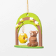 Nature-inspired Christmas ornament with bear, bees, and hive – fair trade