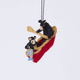 Handmade felt Bears in a Canoe ornament from Craftspring rotating to show front, side, and back views—featuring a mama bear paddling a canoe with a cub climbing over the side, ethically crafted by artisans using sustainable wool.