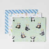 Birthday Party Panda Wrapping Paper Sheets - Set of 3