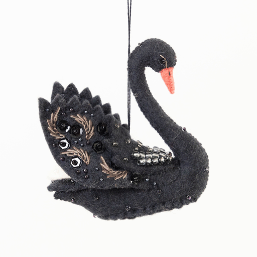 Beaded Black Swan Ornament