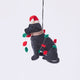 Craftspring’s Black Lab in Christmas Lights Ornament — felt dog wrapped in Christmas lights and wearing a Santa hat, cute and festive — heirloom-quality Christmas ornament, perfect for holiday gifting, ethically crafted by artisans using sustainable wool.