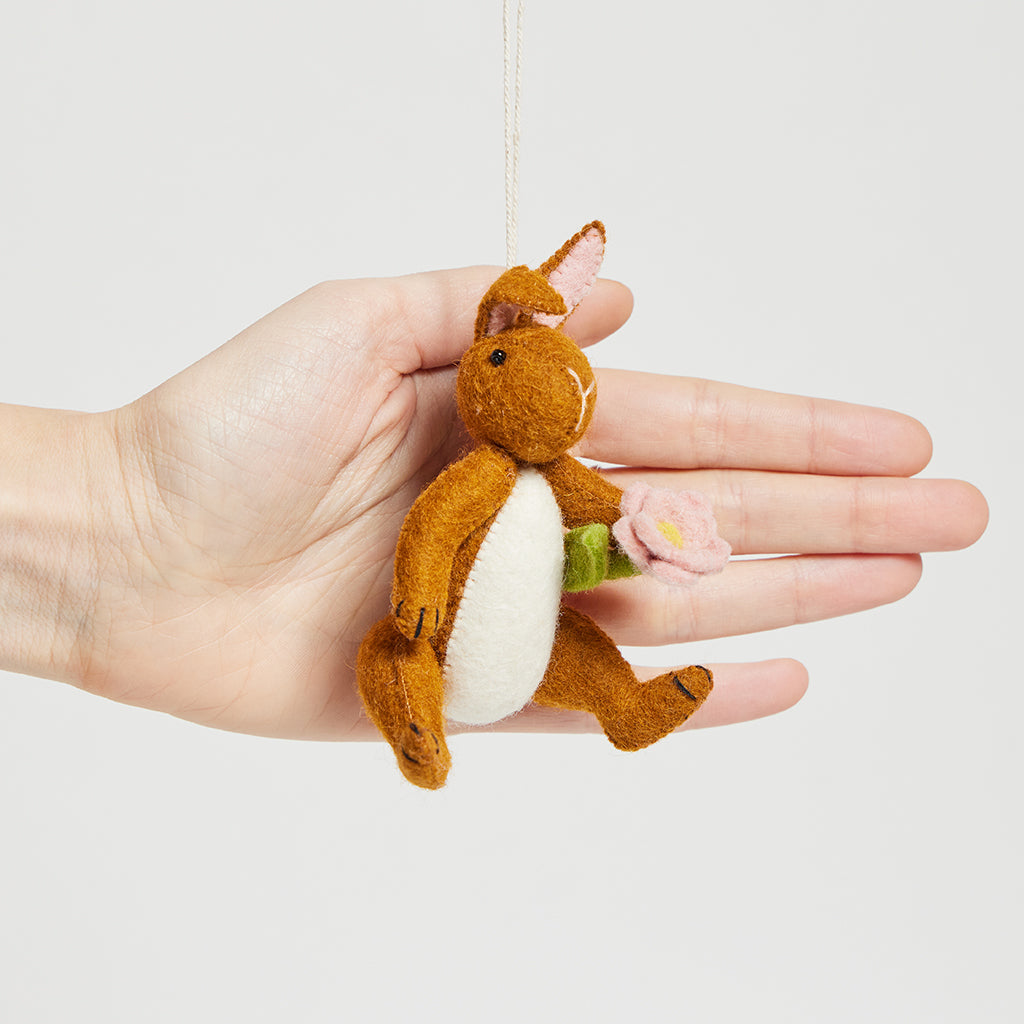 Brown Easter Bunny with Flower Ornament