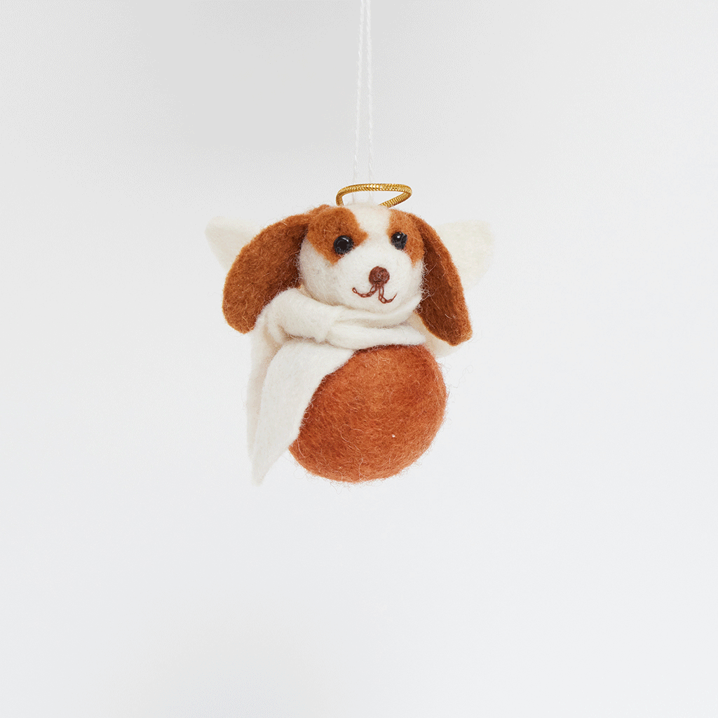 Brown Little Drop Puppy Angel Ornament