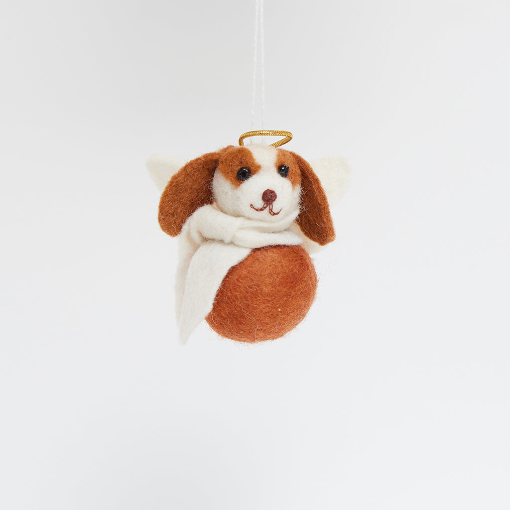 Brown Little Drop Puppy Angel Ornament
