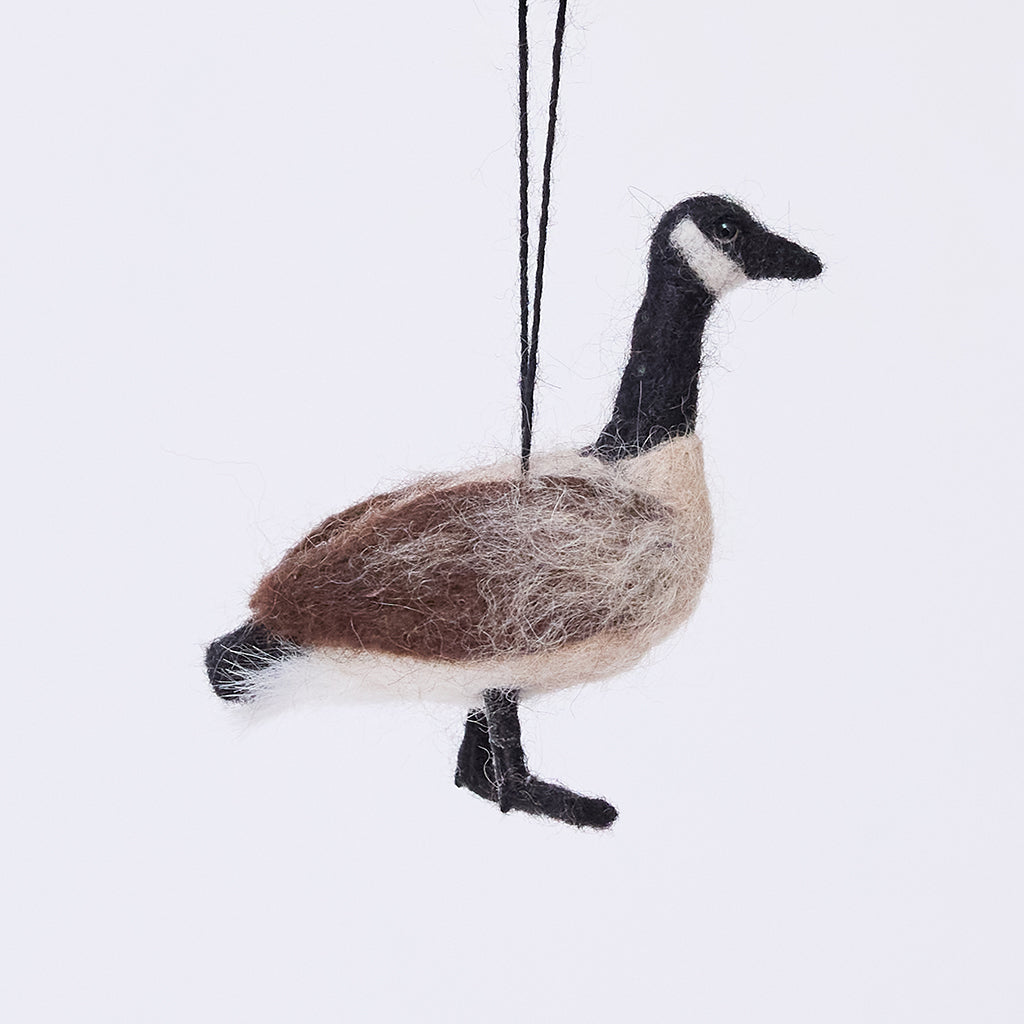 Craftspring’s Canada Goose Ornament — needle felted with soft wings and beaded eyes, this handmade felt goose brings timeless charm to your holiday decor — heirloom-quality Christmas ornament, ethically crafted by artisans using sustainable wool.